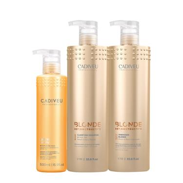 Imagem de Kit Cadiveu Professional Nutri Glow Cera Nutritiva e Blonde Reconstructor Clarifying Shampoo e Condicionador (3 produtos