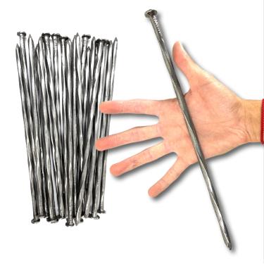 Imagem de Pacote com 10 estacas de ancoragem de metal redondo para paisagens e bordas de pavimentação, 30 cm de comprimento - Prego de madeira com espigão brilhante em espiral, pontas de barraca, acampamento,