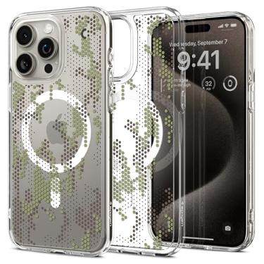 Imagem de Spigen Capa Magnética Ultra Híbrida Magfit Projetada Para Iphone 15 Pro Max, [Antiamarelecimento] [Proteção de Nível Militar] Compatível com Magsafe (2023) - Camuflagem Digital