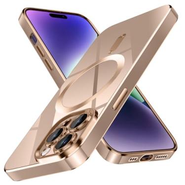 Imagem de YSLBWLE Capa para iPhone 12 Pro Max, [compatível com magnético], [proteção contra quedas de grau militar de 3,5 metros] [antiamarelamento] Capa protetora de luxo de TPU macio fino para 14 Pro Max -