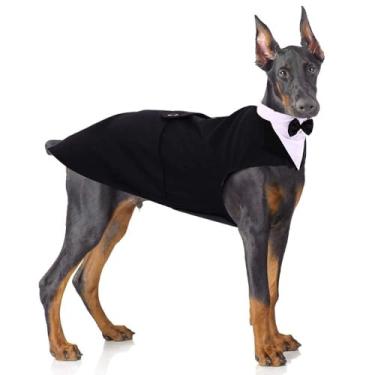 Imagem de Terno formal para cães de porte médio e grande, vestido de laço para cachorro e cachorro para casamentos, roupa de festa de cachorro com gravata borboleta, camiseta de bandana com estampa de cachorro e beagle Husky, pode ser usada separadamente