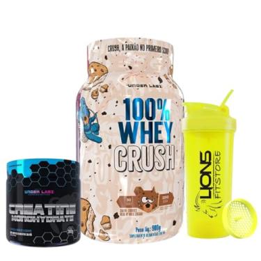 Imagem de 100% Whey Crush Sabor Cookies Bear N' Milk Cream 900g - Under Labz + Creatina Monohidratada 100% Pura 300g Under Labz + Coqueteleira 700ml Personalizada Cor Sortida