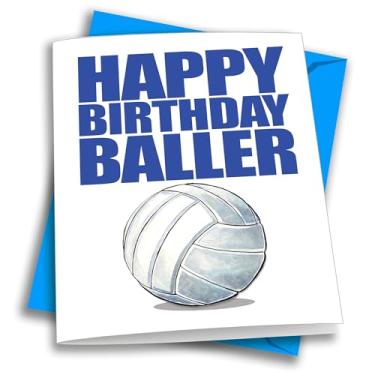 Imagem de Play Strong Cartão de aniversário de voleibol de feliz aniversário 1 pacote (5 x 7) cartões de aniversário esportivos ilustrados cartões incríveis para jogadores de voleibol, treinadores e fãs aniversários, presentes e festas!