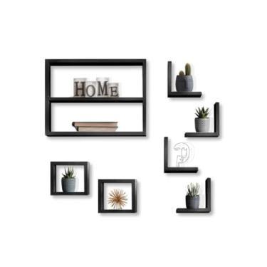 Imagem de Kit Nicho Sala Quarto De Bebê 7 Peças Decorativo Preto Slim