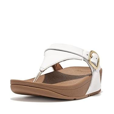 Imagem de FitFlop Sandália feminina de couro cru com fivela coberta Lulu, Branco urbano, 38