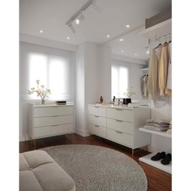 Imagem de Cômoda Yves com Pés Metalizados em Aço Carbono 1.35 Off- White Fosco/Dourado