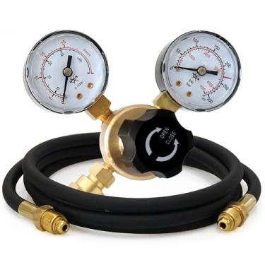 Imagem de Vaphy Regulador de argônio CO2 reguladores de soldagem a gás com mangueira de 1,8 m para soldador MIG TIG, 0-4000 PSI, conexão de entrada CGA580