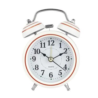 Imagem de Despertador alto com sino, silencioso, sem tique-taque, de cabeceira, com luz noturna, alimentado por bateria, despertador retrô, super alto, quarto, sala de estar, estudo, cozinha /2584