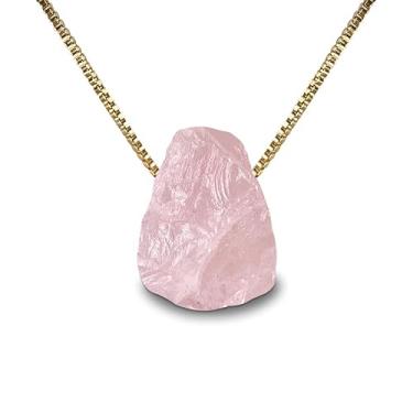 Imagem de Colar Amuleto Quartzo Rosa (60 cm, Dourado)