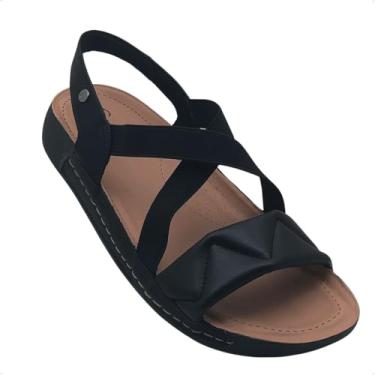 Imagem de Sandália Feminino Campesí Calce Fácil Preto L8803 Tamanho:40;Cor:Preto