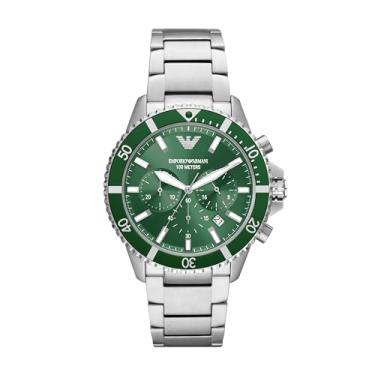 Imagem de Emporio Armani Relógio masculino de aço inoxidável cronógrafo (modelo: AR11500), Prata