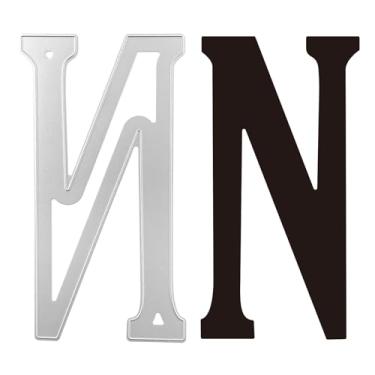 Imagem de Briartw Matriz de corte de letras maiúsculas 'N' de 7,87 polegadas | Estêncil de metal do alfabeto de 20 cm de altura para fazer cartões, álbuns de recortes e artesanato DIY | Perfeito para decorações