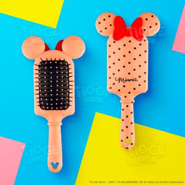 Imagem de Escova de Cabelo Minnie Mouse Fofa Infantil Desembaraçante Almofada Cerda Ultramacia Orelhinha 3D Laço Vermelho Cor Nude