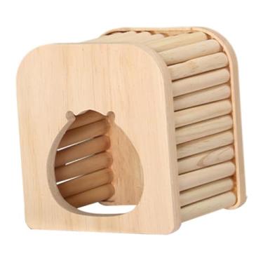 Imagem de IEUDNS Hamster casa de madeira esconderijo gaiola acessório brincar pequenos gerbilos atividade abrigo cabana faça você mesmo gaiola descanso habitat, Topo Plano