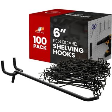 Imagem de FactorDuty Ganchos de prateleira de aço preto PEG Board Pegboard de 15 cm de comprimento lote de ganchos PEG de 9 kg Ferramentas organizadoras para armazenamento de artesanato, garagem, cozinha, ferramentas e mais