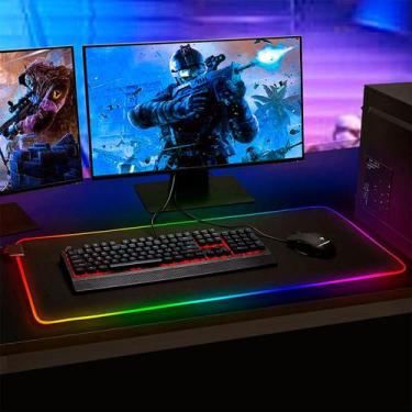 Imagem de Mouse Pad Gamer Preto 80x30cm Rgb 7 Cores - HIGA