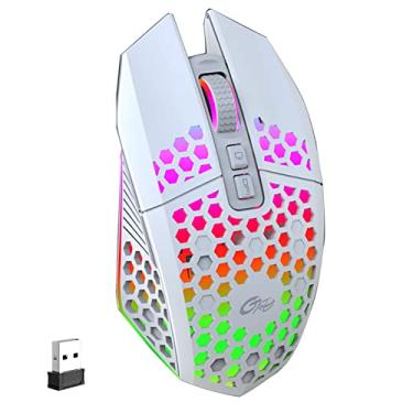 Imagem de Mouse sem fio 2.4G Mouse de computador portátil sem fio para notebook PC Laptop com receptor USB Luz LED colorida 800/1200/1600 DIP de 3 níveis Bateria recarregável integrada