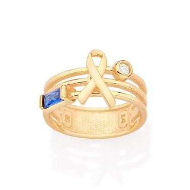 Imagem de Anel banhado ouro 3x 24k 18k e 22k feminino rommanel triplo símbolo sí