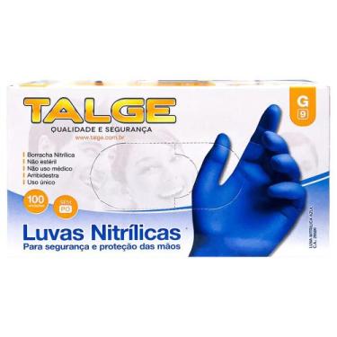 Imagem de Luva Nitrílica Sem Pó Tamanho G 50 Pares Azul Talge