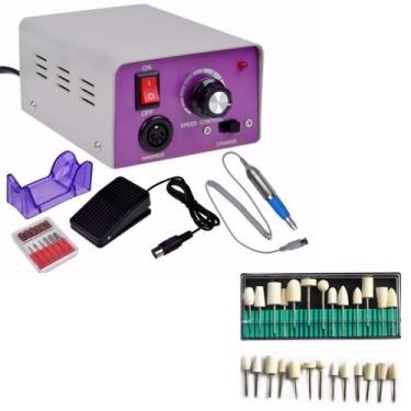 Imagem de  Kit Motor Lixadeira Unha Bivolt Até 25000 Rpm Broca Aço Inox - Bc Bor