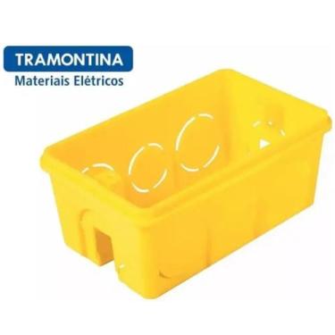 Imagem de Caixa De Embutir Luz 4x2 Tramontina Plástico Amarela