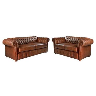 Imagem de Um Sofá 3 Lugares 230cm + Sofá 2 Lugares 180cm Chesterfield Bourbon LU