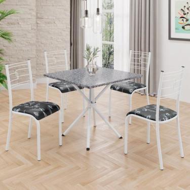 Imagem de Conjunto Sala de Jantar Mesa Quadrada 75x75cm Tampo Granito Ocre 4 Cad