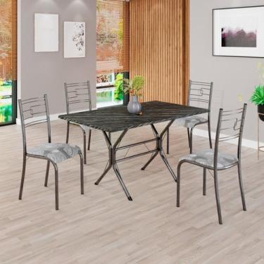 Imagem de Conjunto Sala de Jantar Mesa Retangular 120x75cm Tampo Pedra Ardósia I