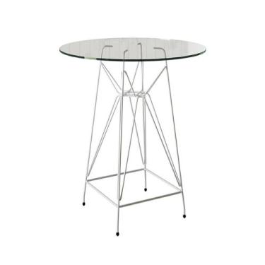 Imagem de Mesa Bistrô Alta Eames Vidro 60cm Base Ferro Branco - Up Home, BRANCO