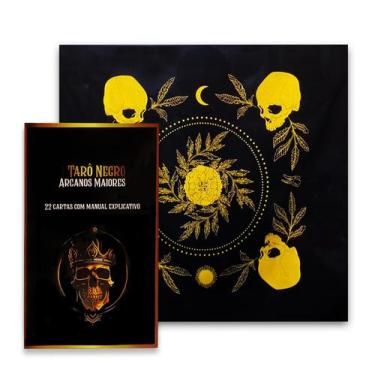 Imagem de Kit Leitura Tarô Toalha Brilho Preto/Dourado e O Taro Negro - Flash
