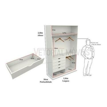Imagem de Armário Arara Gaveta Milena M5 Closet Lojas Expositor Mdp - VETORIAL M