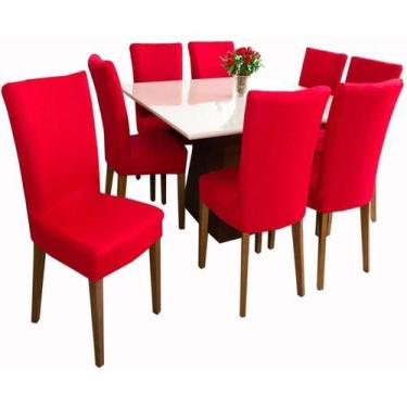 Imagem de Kit 8 Capas Cadeiras de Jantar Protetora Malha Gel Lisa Macia 100% Pol