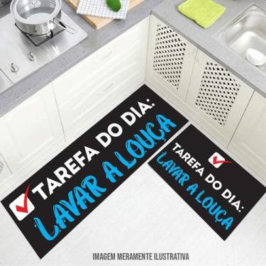 Imagem de kit cozinha passadeira Tarefa Do Dia Lave a Louça 120x40cm60x40cm - De