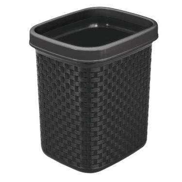 Imagem de Cesto de Lixo Lixeira Rattan Preto Com Aro 4,5 Lts Nitron
