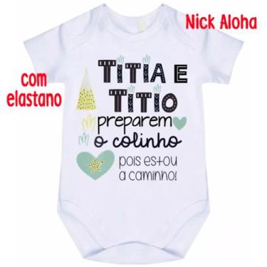 Imagem de body bebê titia e titio preparem o colinho pois estou a caminho cód 97