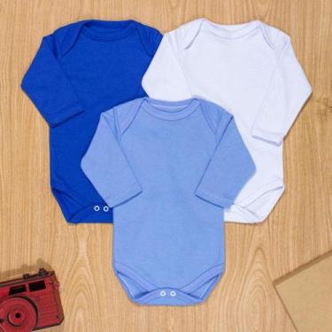 Imagem de Kit body longo 3 peças de bebê menino básico - Era Uma Vez, 0-3M