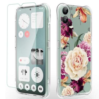 Imagem de Osophter For Nothing CMF Phone 1 Capa: Mulheres Meninas Flor Floral com Protetor de Tela Flexível TPU Borracha Capa para Telefone Nada CMF 1 (Flor Roxa)