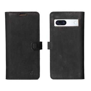 Imagem de Snakehive Carteira de couro para Google Pixel 8a - capa de telefone carteira de couro real - couro genuíno e 3 porta-cartões - capa flip com compartimento para cartão (preto)