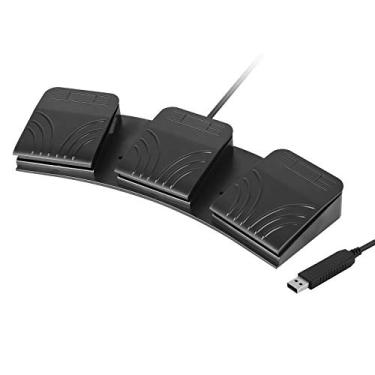 Imagem de Pedal USB triplo iKKEGOL, com interruptor óptico, controle programável de 3 teclas/botões para teclado, mouse e ações de jogos HID