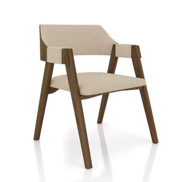 Imagem de Cadeira Sala De Jantar E Jogos Carteados Madeira Maciça Poker Linho Offwhite-nogueira G42 - Gran Belo