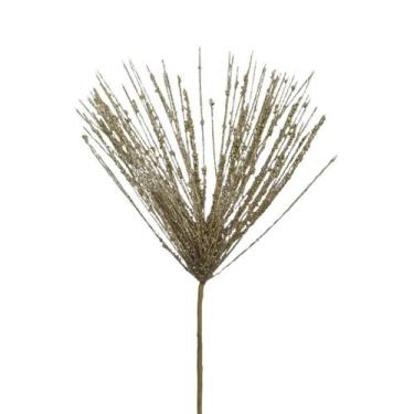 Imagem de Galho Decorativo Dourado Folhas Glitter Enfeite Natal - 59cm - Cromus