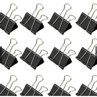 Imagem de Pote Com Grampo Prendedor Clips De Papel De Metal Binder Clip Preto - 