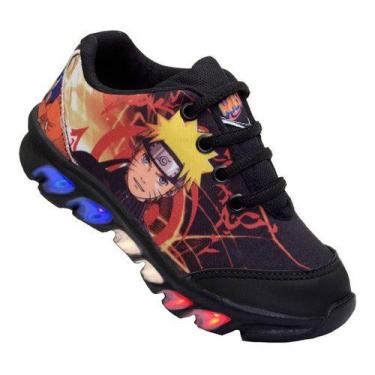 Imagem de Tênis De Led Infantil Menino Masculino Naruto - Kids, Preto, 33