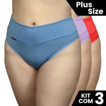 Imagem de Kit 3 Calcinhas Cós Alto  Plus Size Tamanho Grande Ajuste Perfeito - S