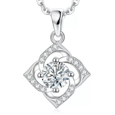 Imagem de Colar Feminino Ponto De Luz Zircônia Prata 925 Com Caixa Presente Dia 