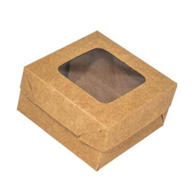 Imagem de Caixa De Presente Brigadeiro Com Visor 8x8x4 Kraft 10 Uni - Salvo Emba