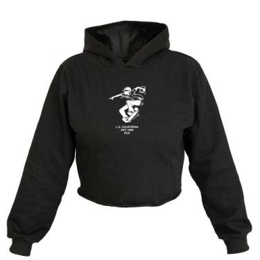 Imagem de Cropped Feminino Moletom Estampa Skate Study Capuz Inverno - Ragor, P,
