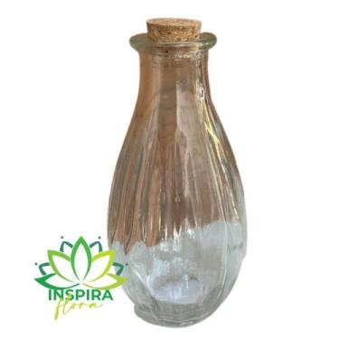 Imagem de Vaso Garrafa De Vidro C/tampa Cortiça Rolha Importado Floral - Inspira