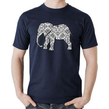 Imagem de Camiseta Algodão Elefante Mandala - Foca na Moda, Marinho, GG