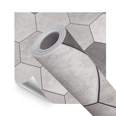 Imagem de Adesivo Vinilico Lavavel para Piso Texturizado Hexágono Cinza 500x60cm